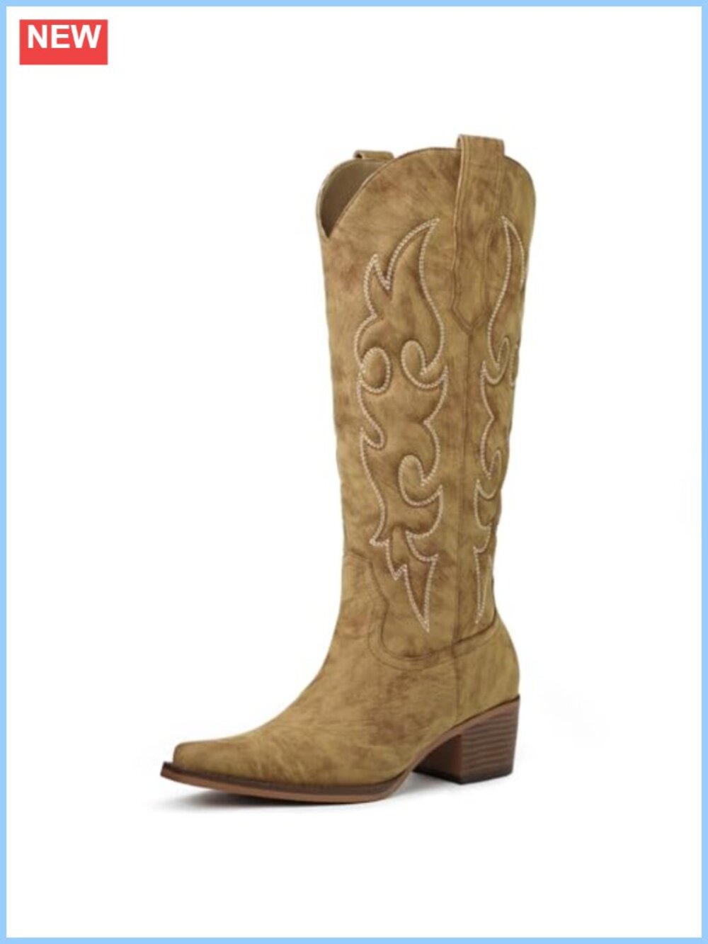 Faux Leather Knee High Cowboy Boots Pointed Toe Western